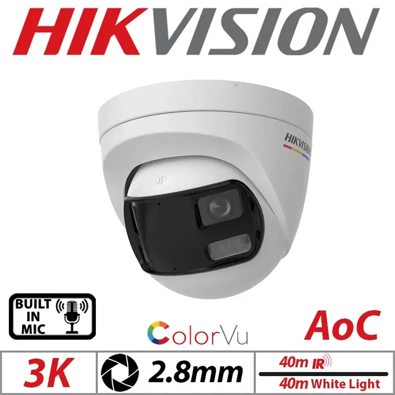 Hikvision – 3K ColorVu Dual‑Lens Turret 180° F1.0 PoC/IP67