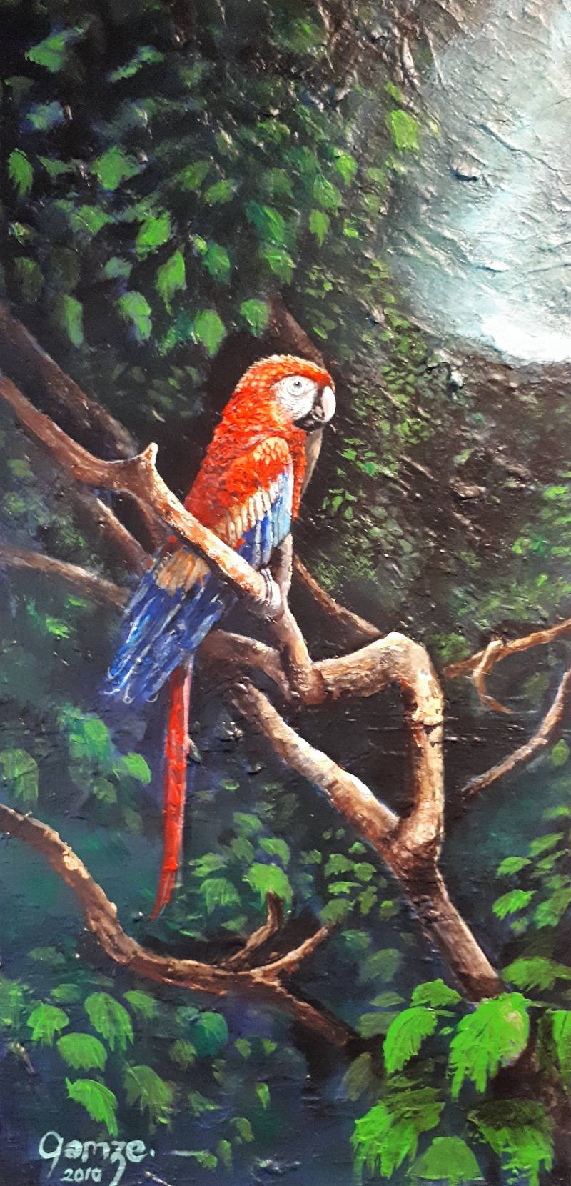 Modern Animal painting, parrot painting, palette knife painting, canvas painting