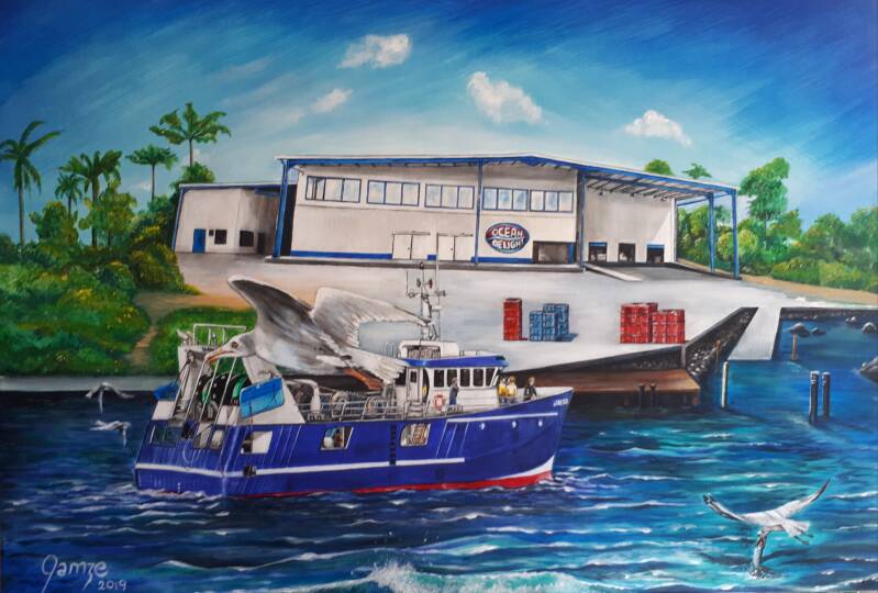 Special gift,Surinam,best gift,fish factory,acrylic painting,canvas painting