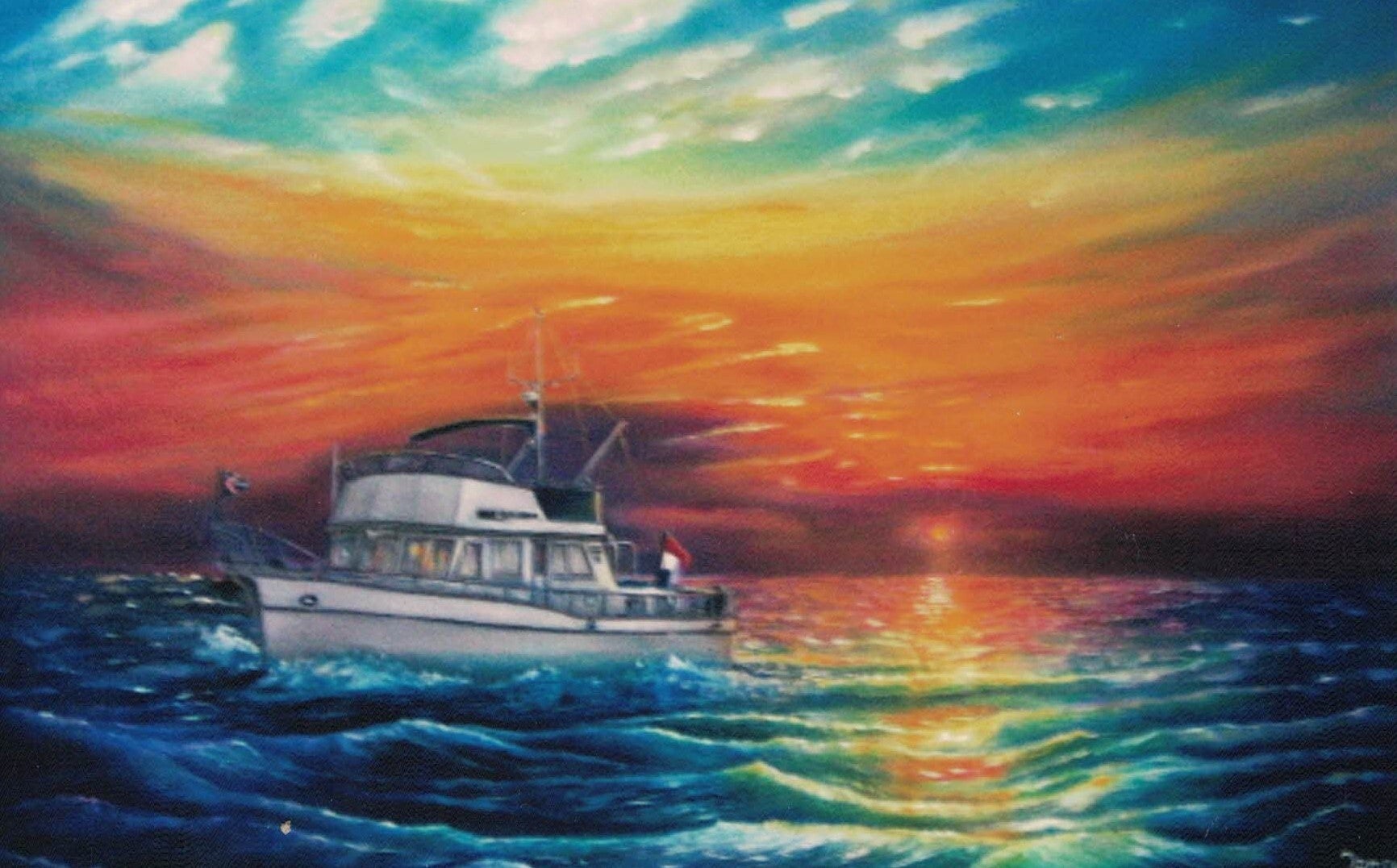 sea painting, yacht painting, acrylic painting, canvas painting