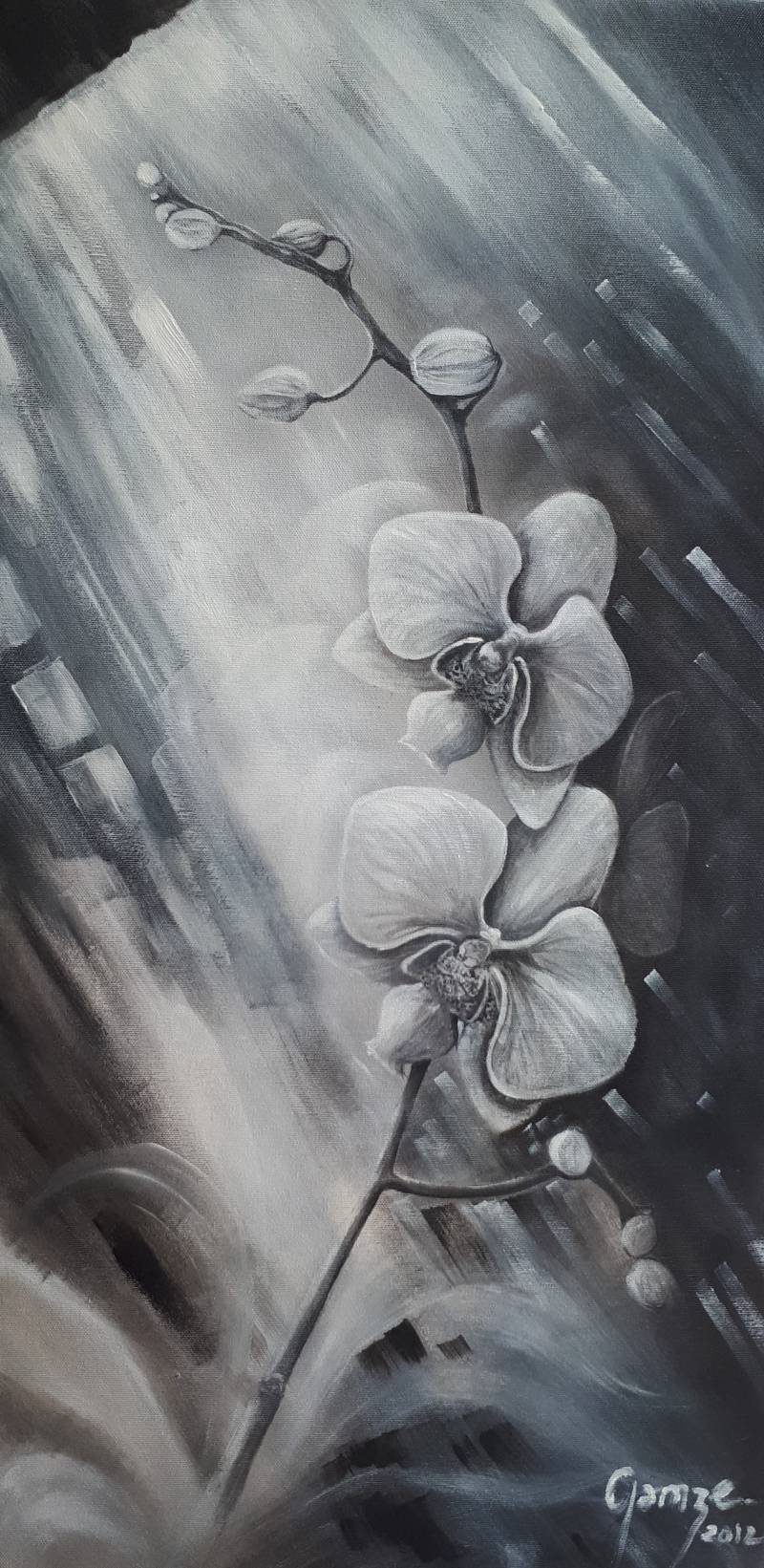 Orgineel Schilderij van Gamze Damen - Orchid 2012 Acryl op linnen