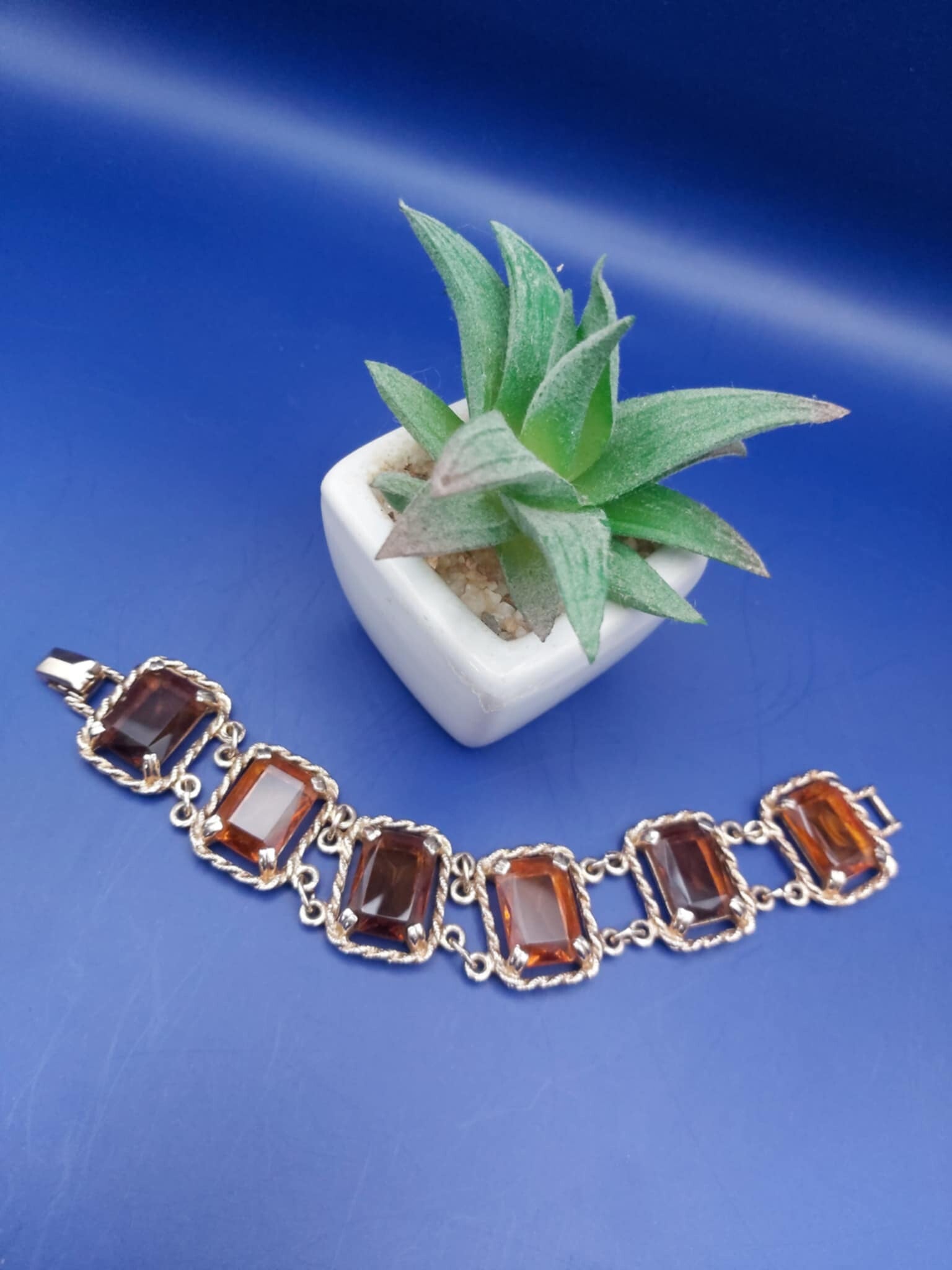 Sarah Coventry Gold and Amber Brown Bracelet