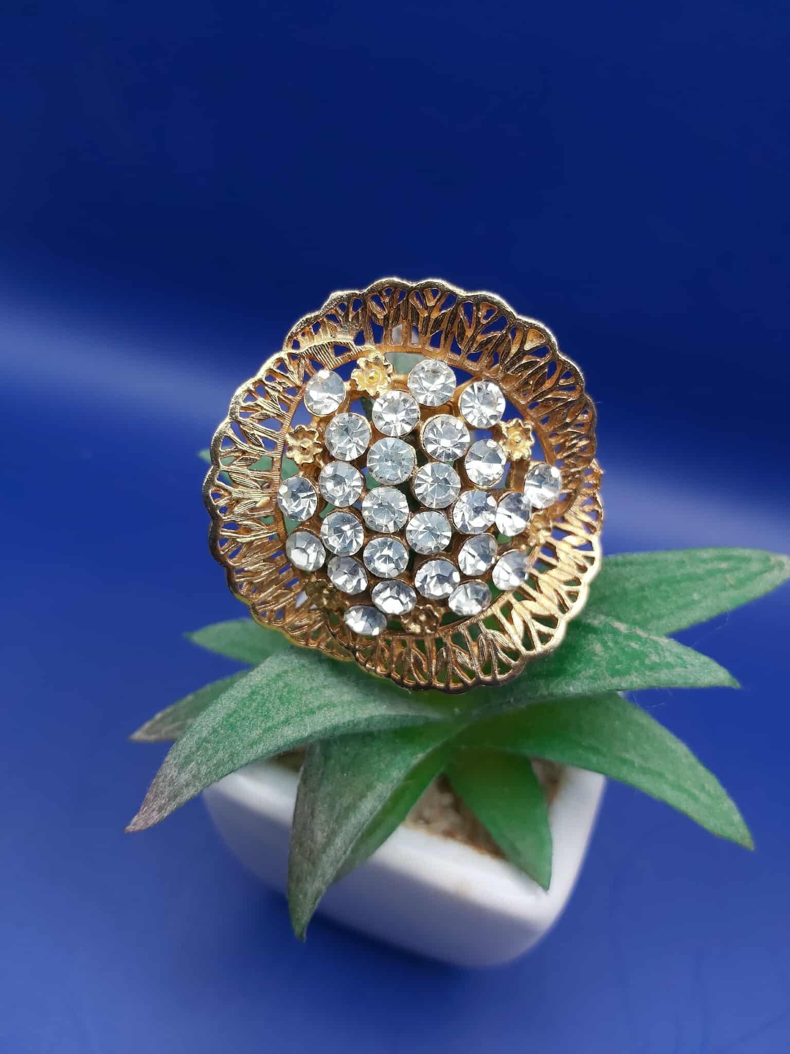 Coro Gold and Silver Rhinestone Brooch