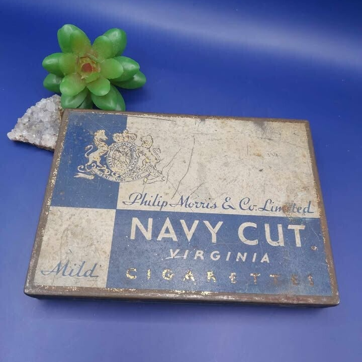 Vintage Tobacco Tin, Phillip Morris Brand Cigarettes, 1950s (Empty)