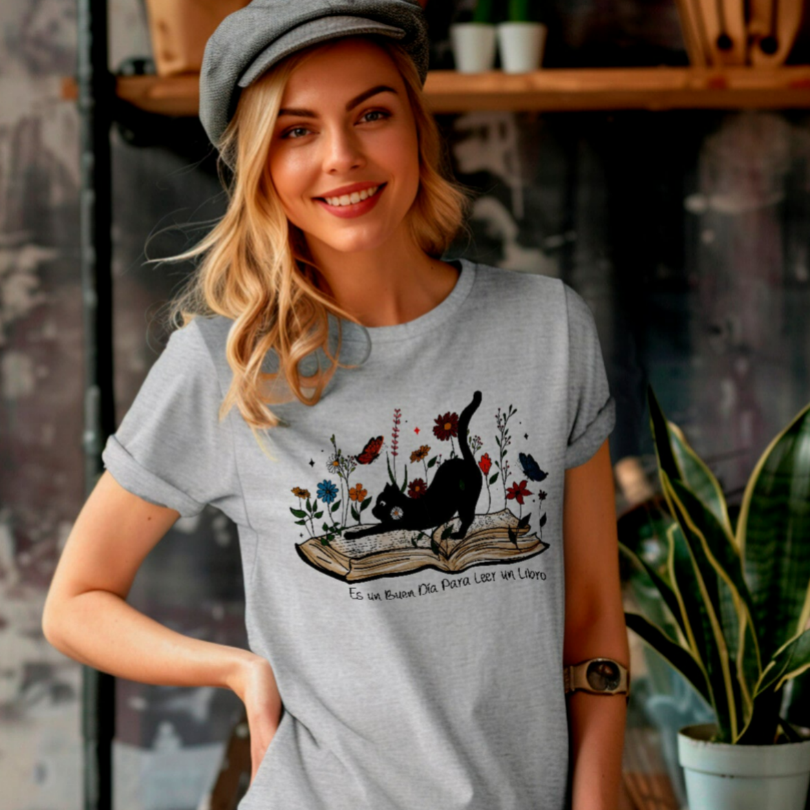 Camiseta de manga corta "Es un buen día para leer"