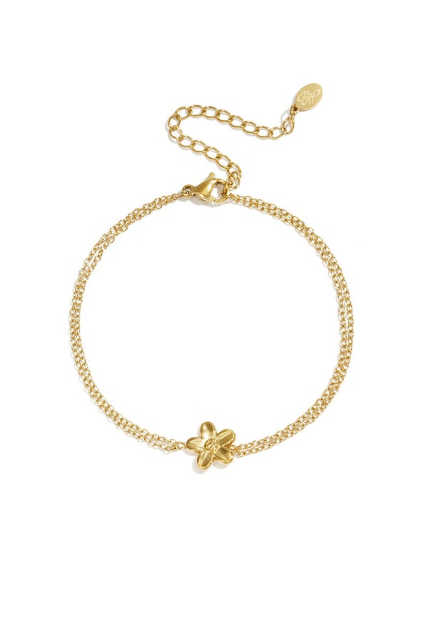Dubbele bloem armband Goud