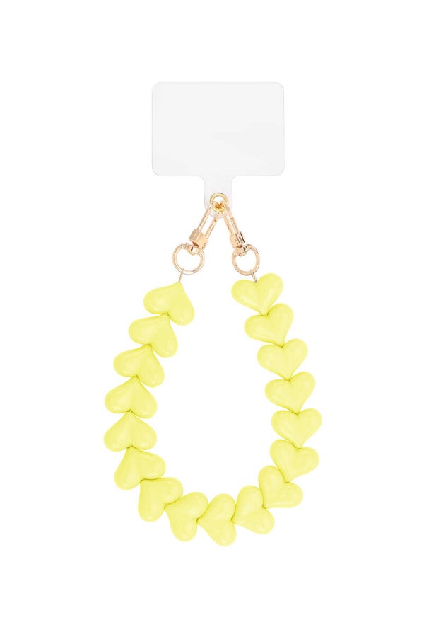 Telefoonkoord hartjes Geel