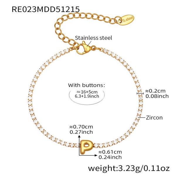 Armband letter P Goud