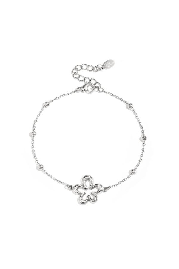 Koraalvormige bloem armband Zilver
