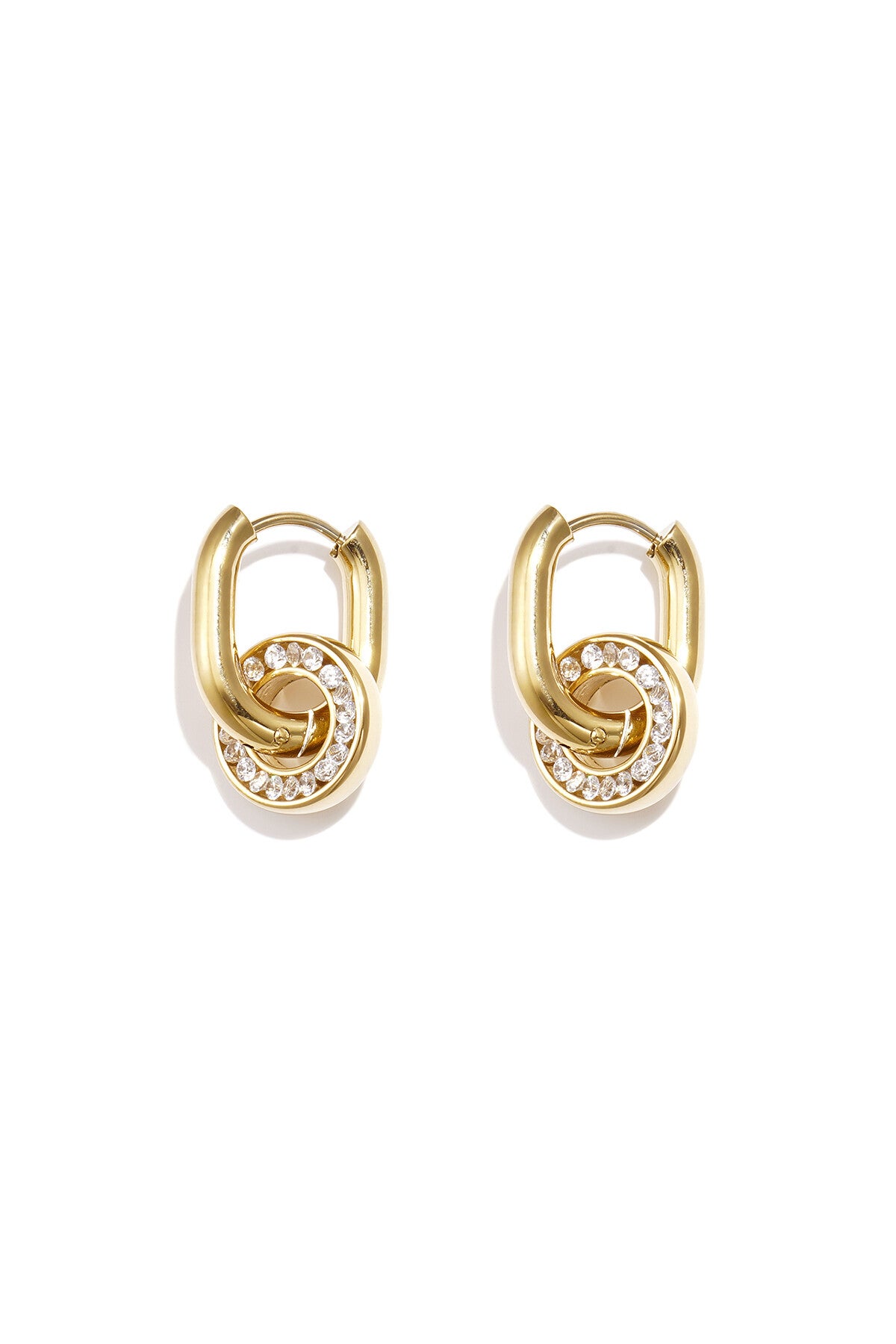 Ovale cirkelhanger oorbellen Goud