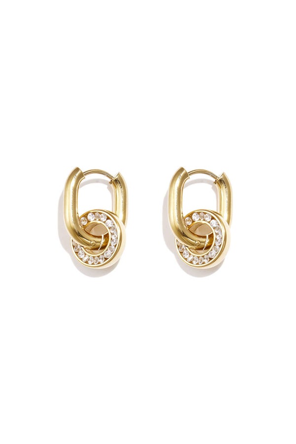 Ovale cirkelhanger oorbellen Goud