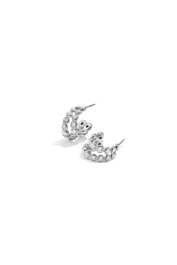 Double diamond oorbellen Zilver