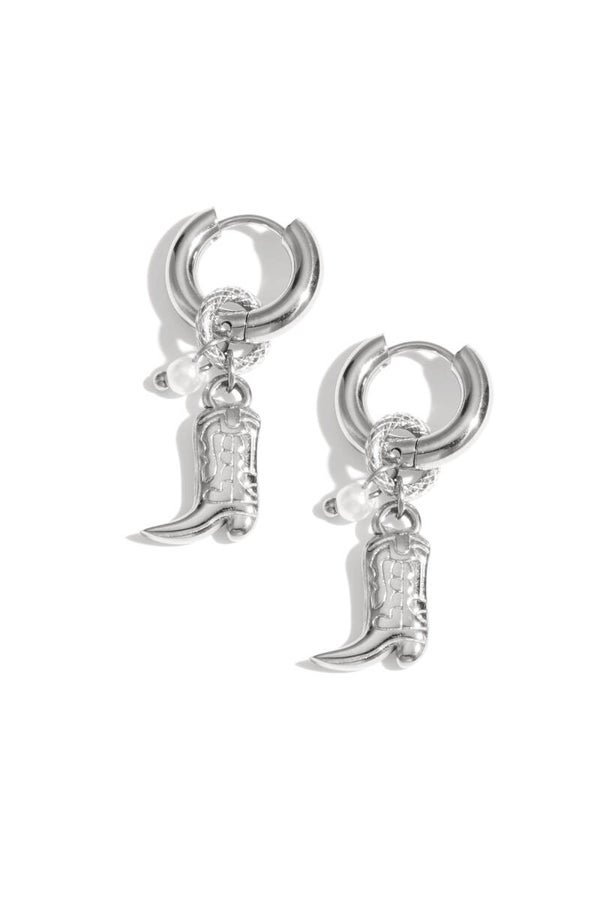 Cowboyboots oorbellen Zilver