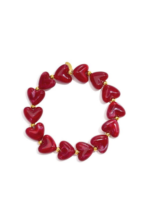 Hartjes armband met kralen Rood