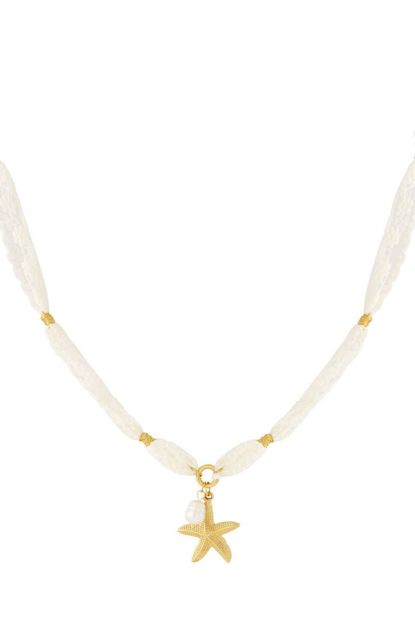 Zeester en Parel ketting Goud