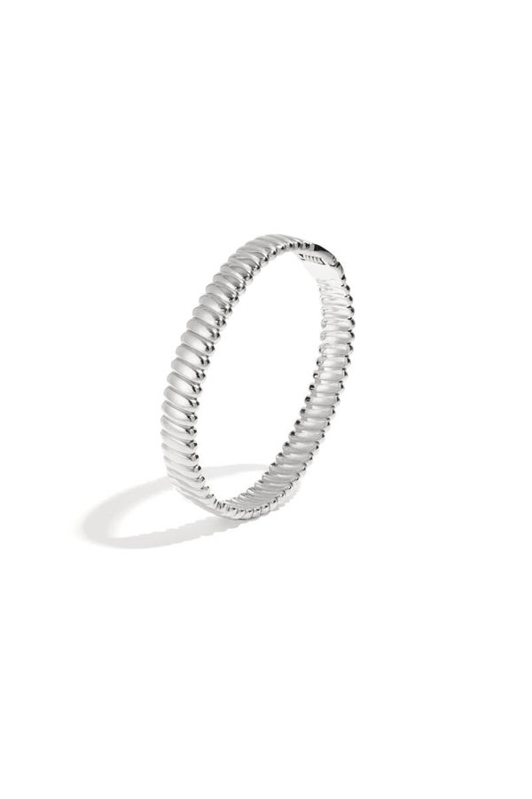 Chunky gestreepte bangle Zilver