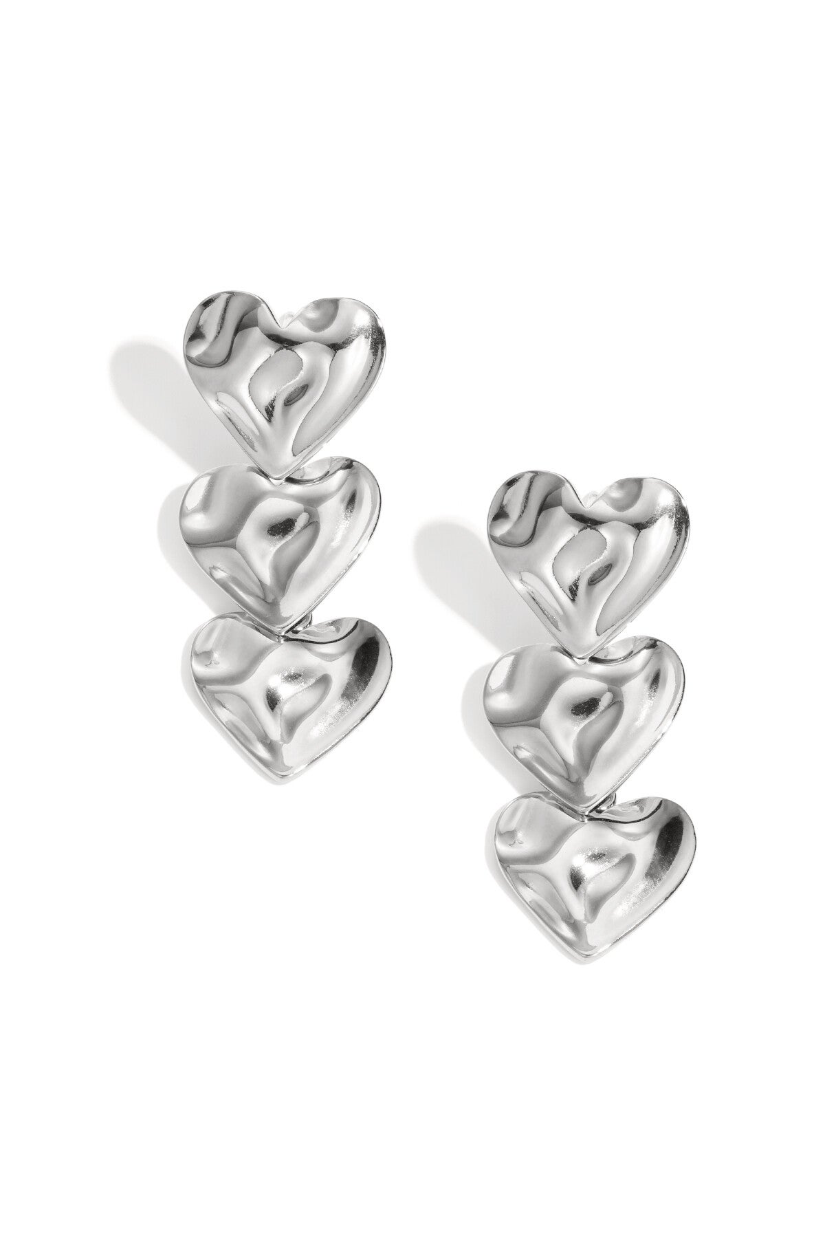 Dangle hart oorbellen Zilver