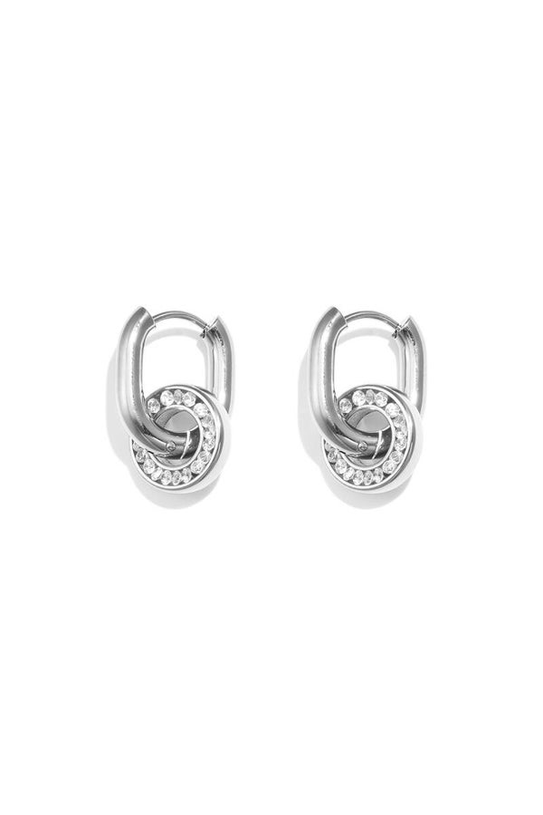 Ovale cirkelhanger oorbellen Zilver