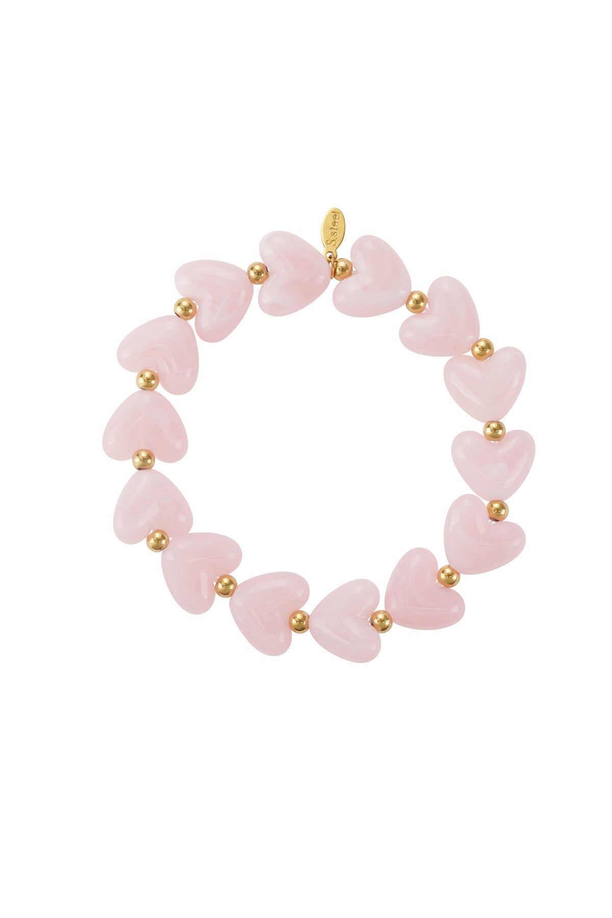 Hartjes armband met kralen Licht Roze
