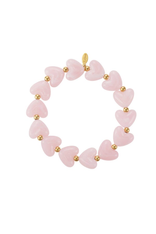 Hartjes armband met kralen Licht Roze