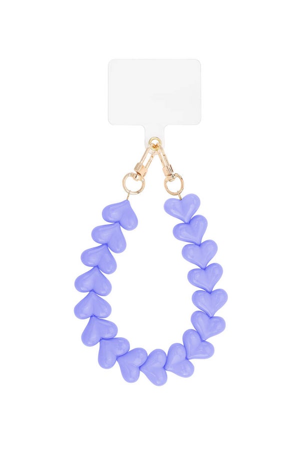 Telefoonkoord hartjes Paars