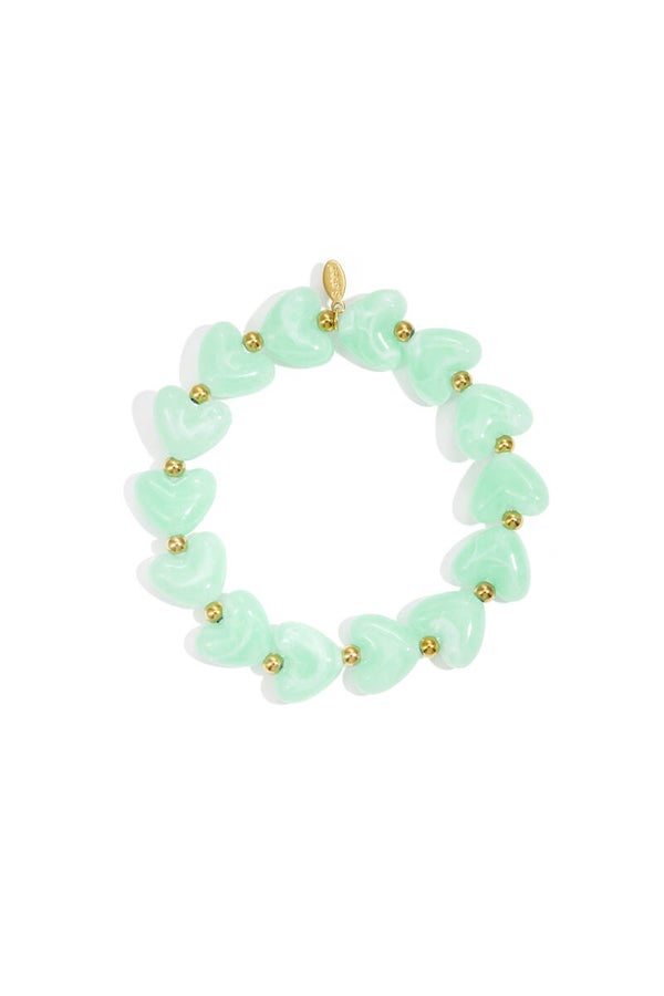 Hartjes armband met kralen Licht Groen