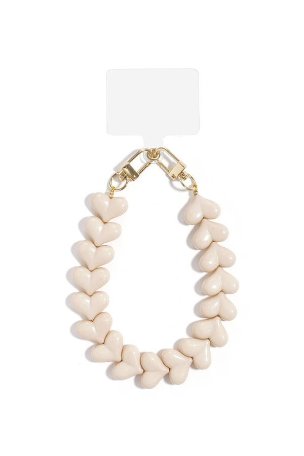 Telefoonkoord hartjes Beige