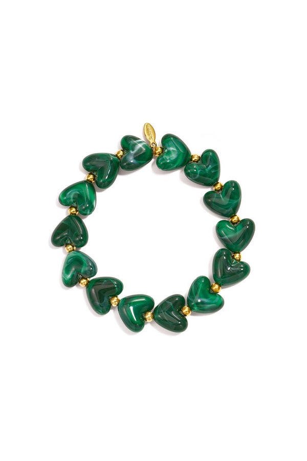 Hartjes armband met kralen Donker Groen