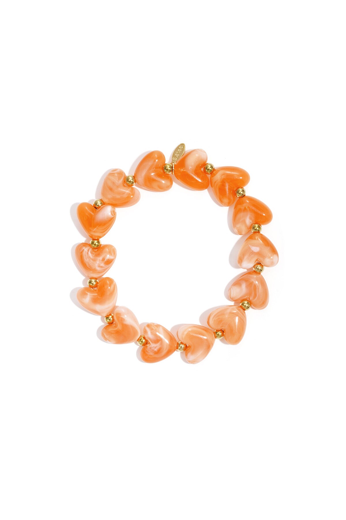 Hartjes armband met kralen Oranje