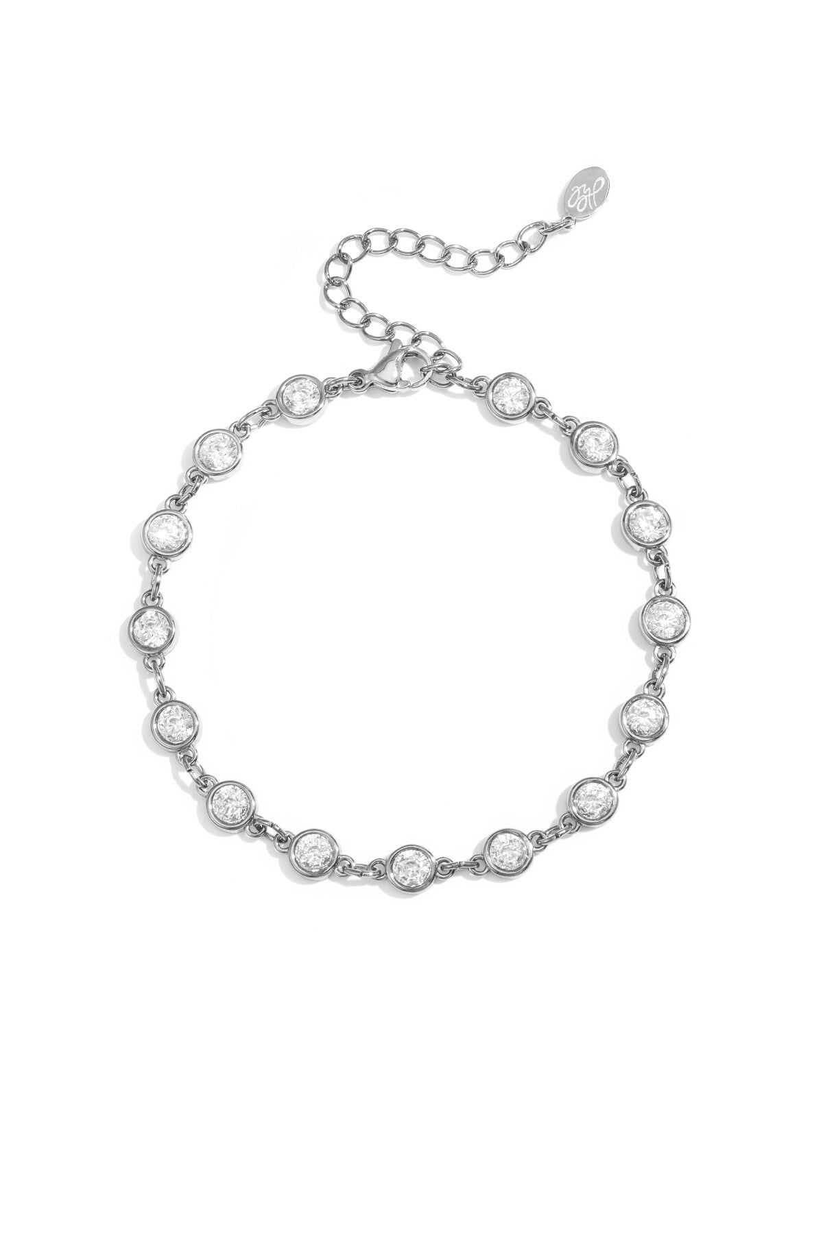 Ronde Zirkonia Steentjes armband Zilver