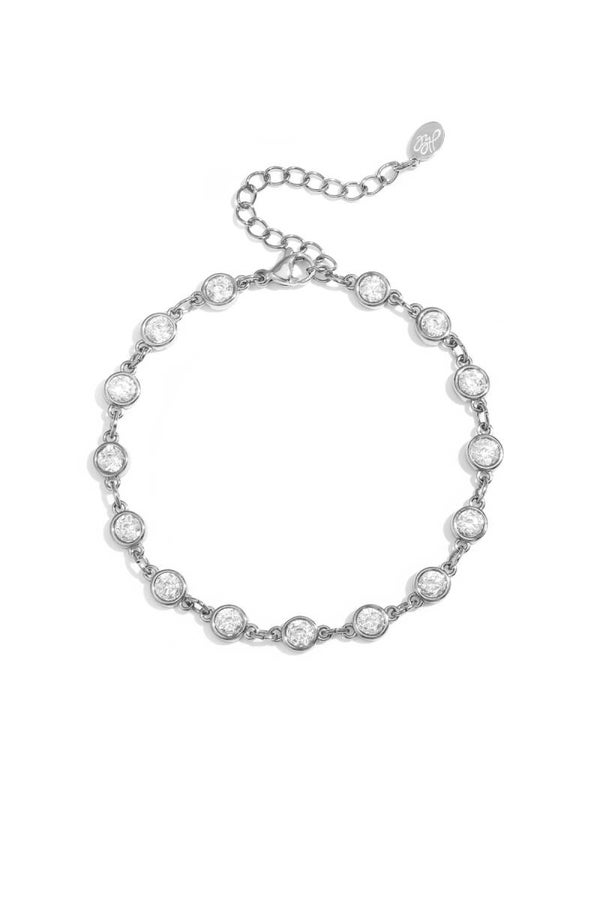 Ronde Zirkonia Steentjes armband Zilver