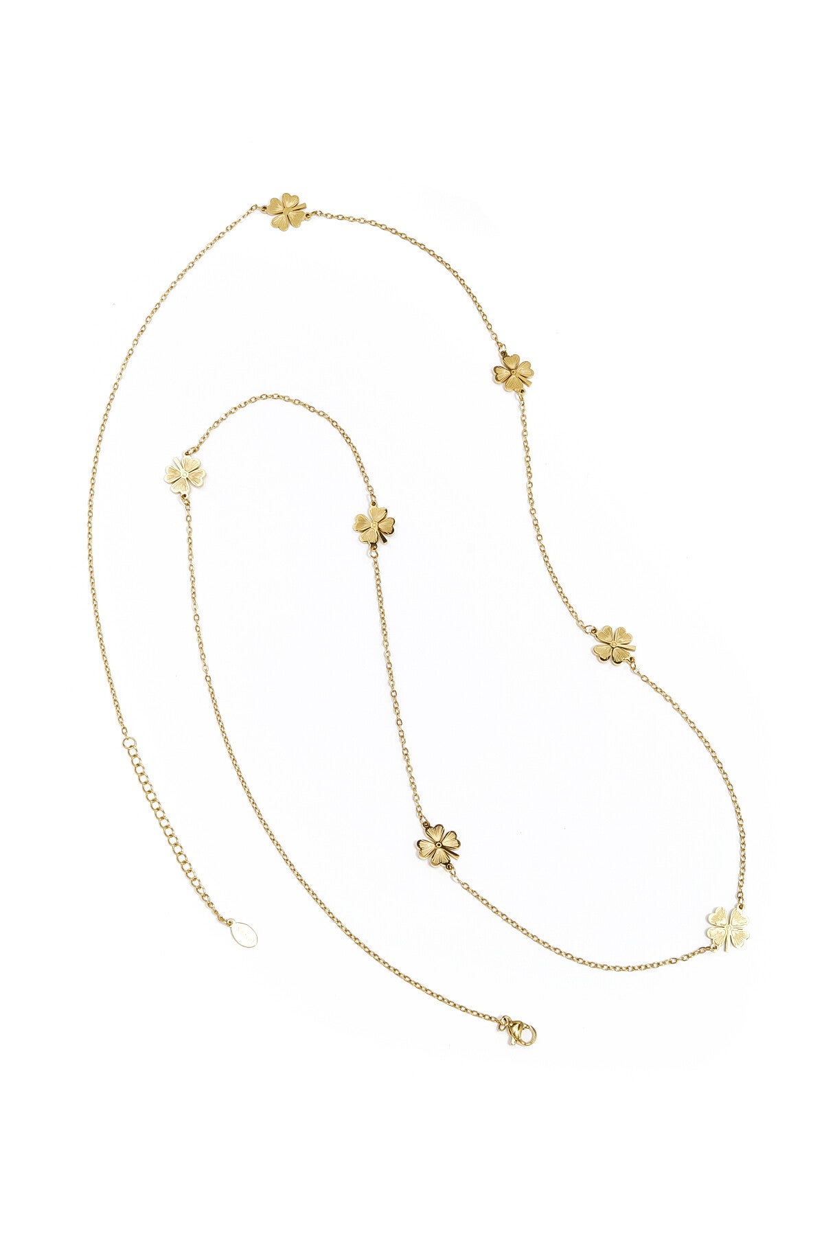 Lange klavertjes ketting Goud
