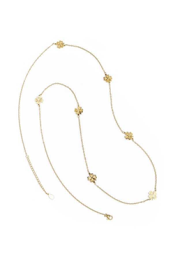 Lange klavertjes ketting Goud