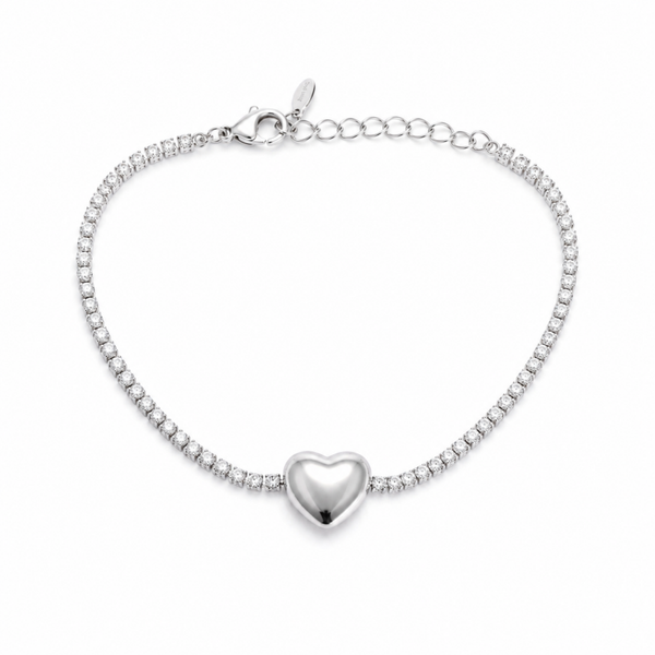 Shiny heart armband Zilver