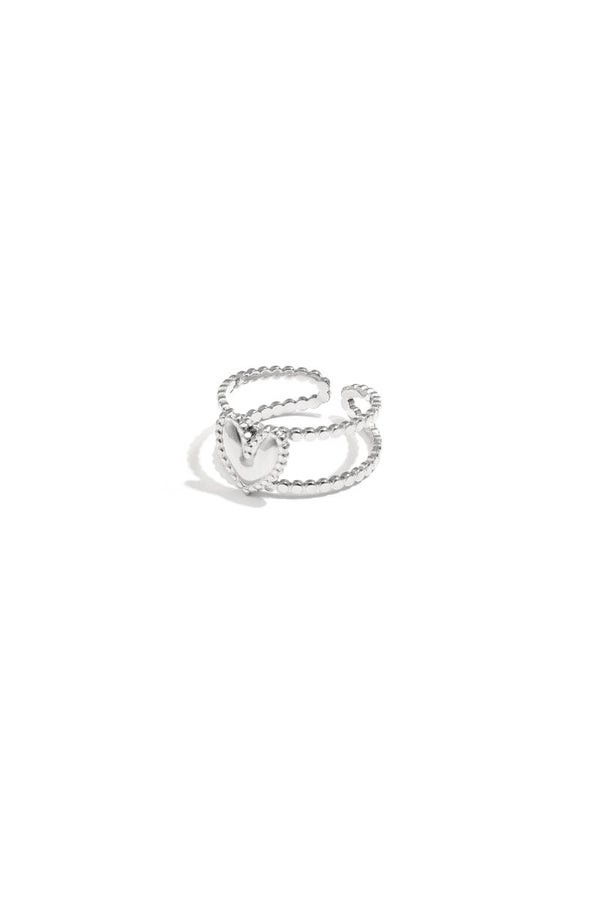 Dubbele hart ring Zilver