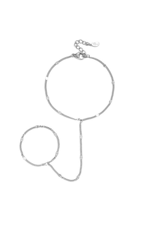 Hand chain met patroon Zilver