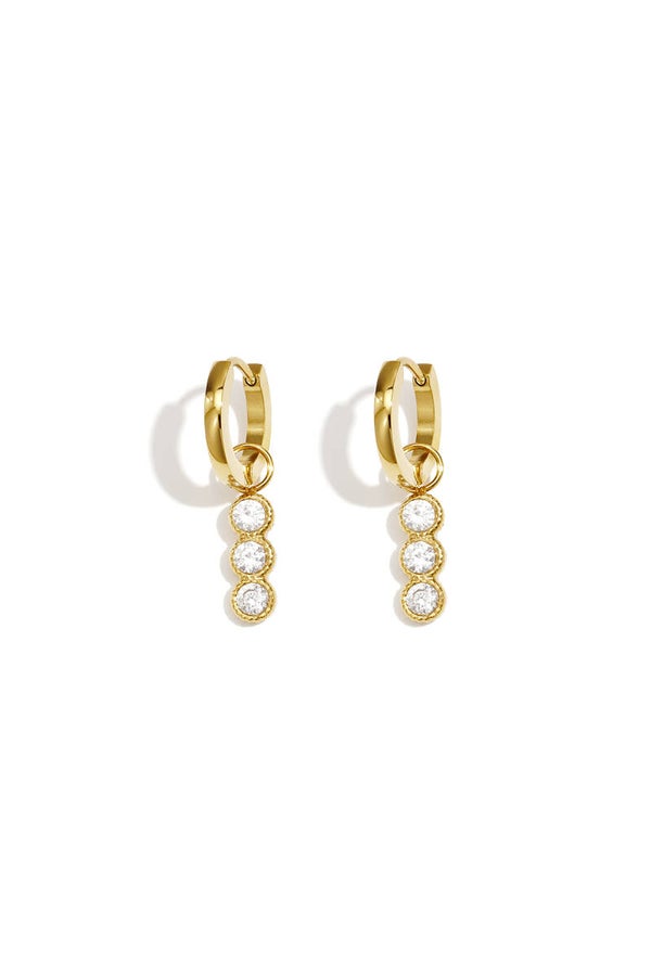 Three diamonds oorbellen Goud