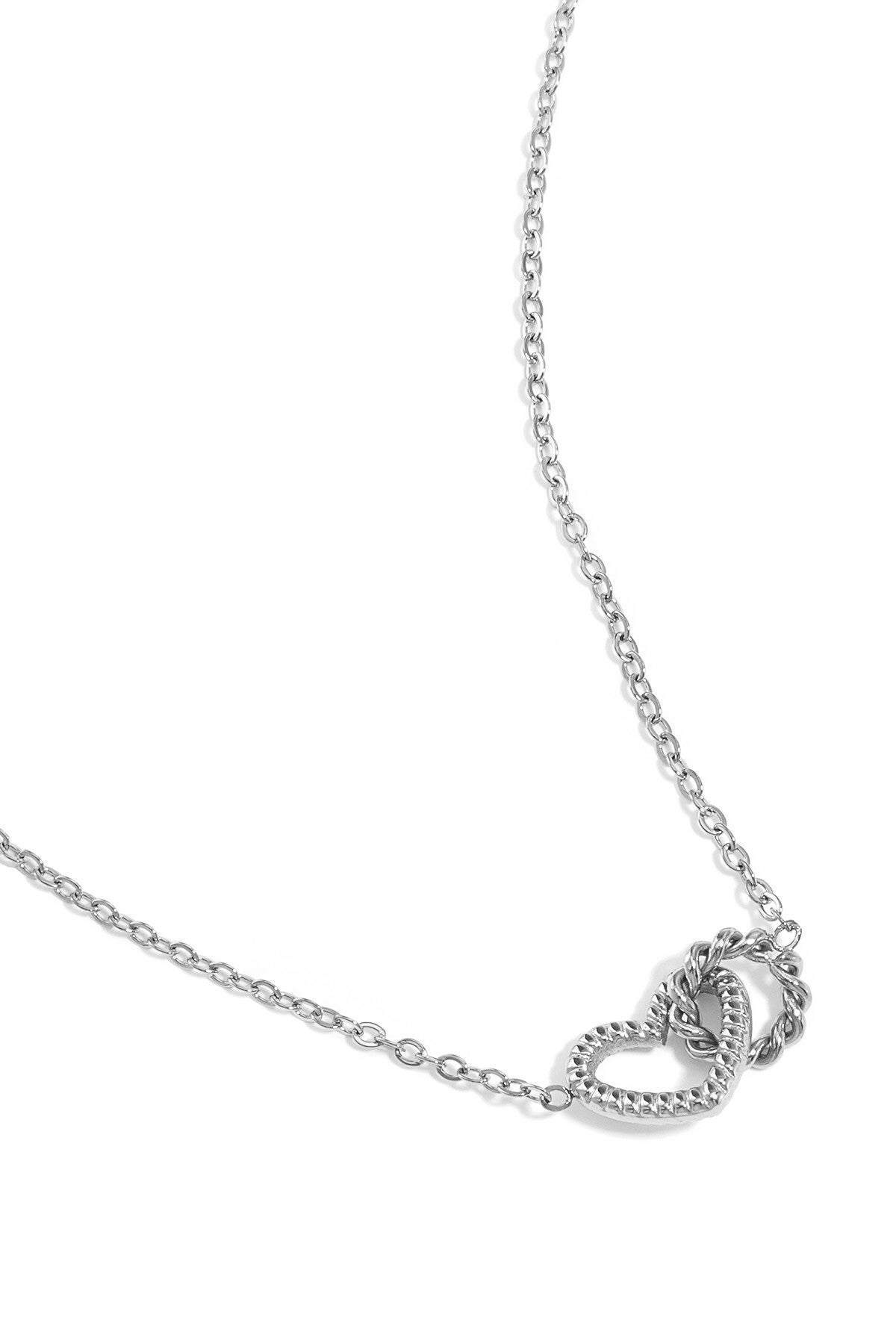 Verbonden hart bedel Ketting Zilver