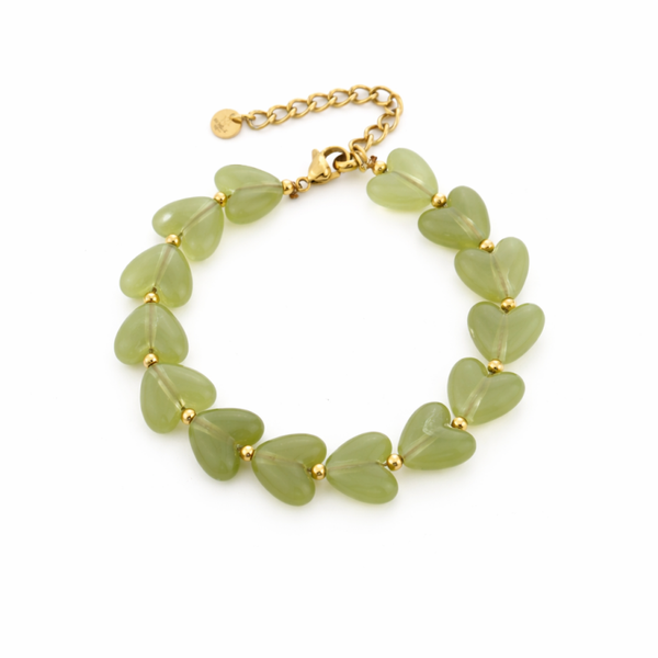 Hartjes armband met sluiting Groen
