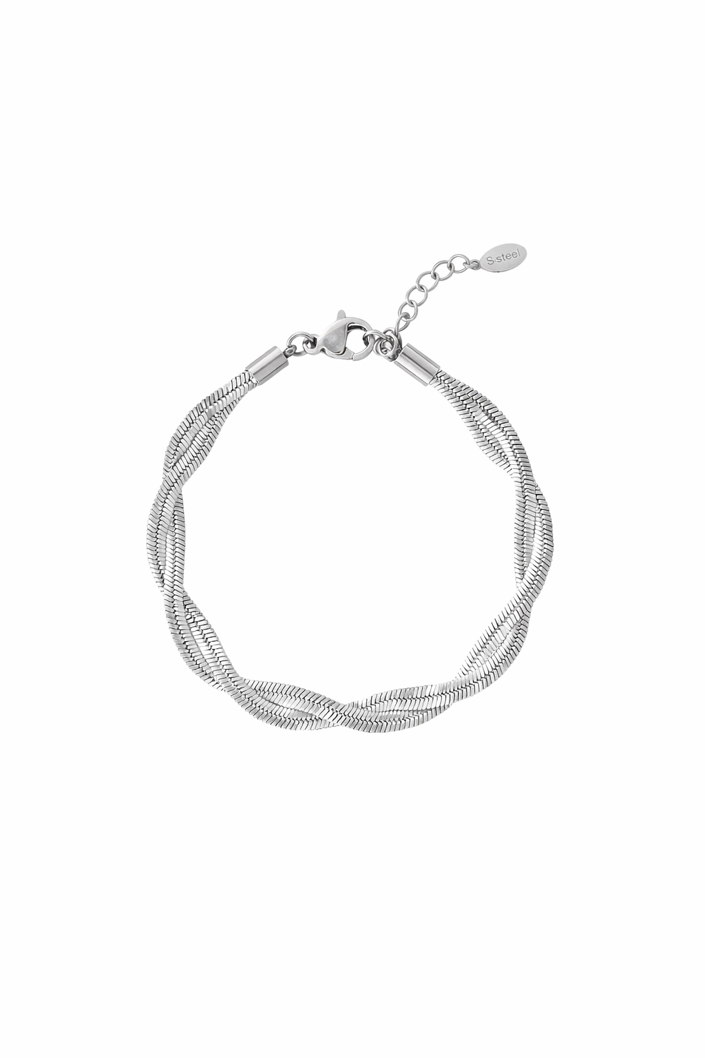 Dubbele platte armband Zilver