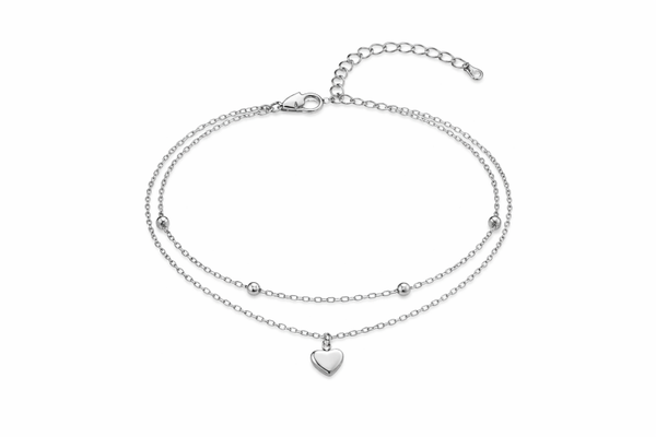 Hart bedel enkelbandje Zilver