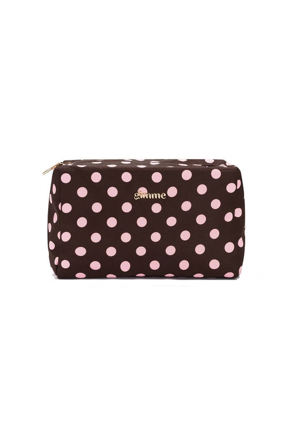 Toilet / Make-up tasje stippen Bruin/Roze