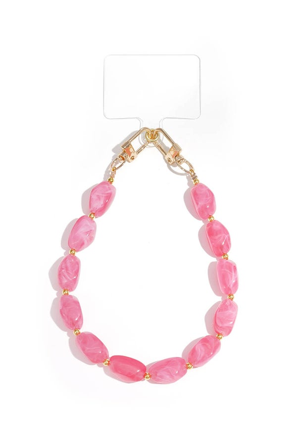 Telefoonkoord acryl kralen Licht Roze