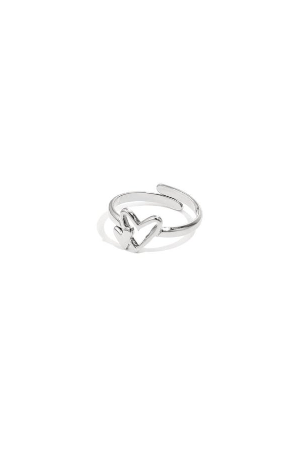 Two hearts ring Zilver