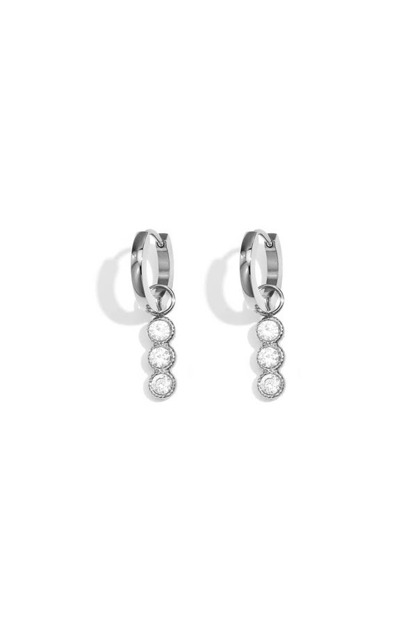 Three diamonds oorbellen Zilver