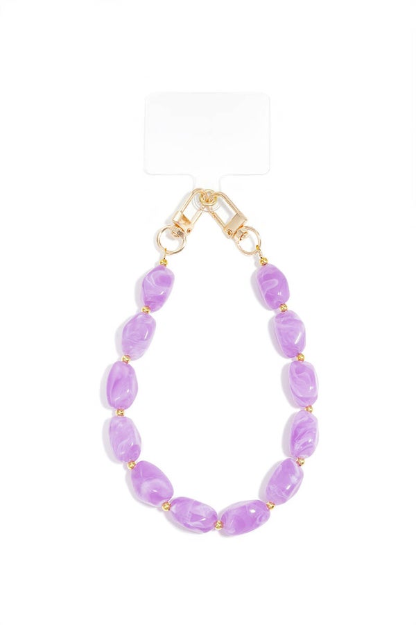 Telefoonkoord acryl kralen Licht Paars