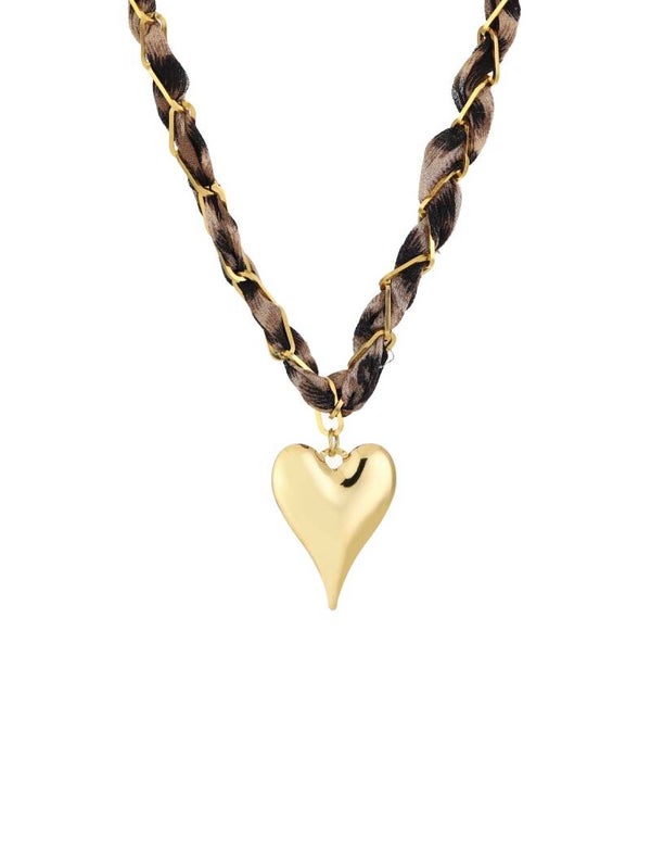Stoffen ketting met hart Goud