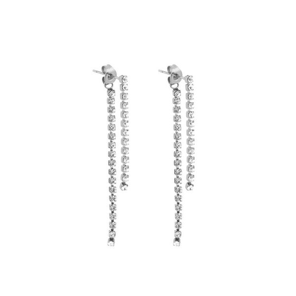 Strass party oorbellen Zilver