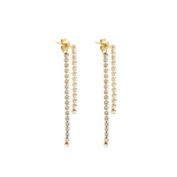 Strass party oorbellen Goud