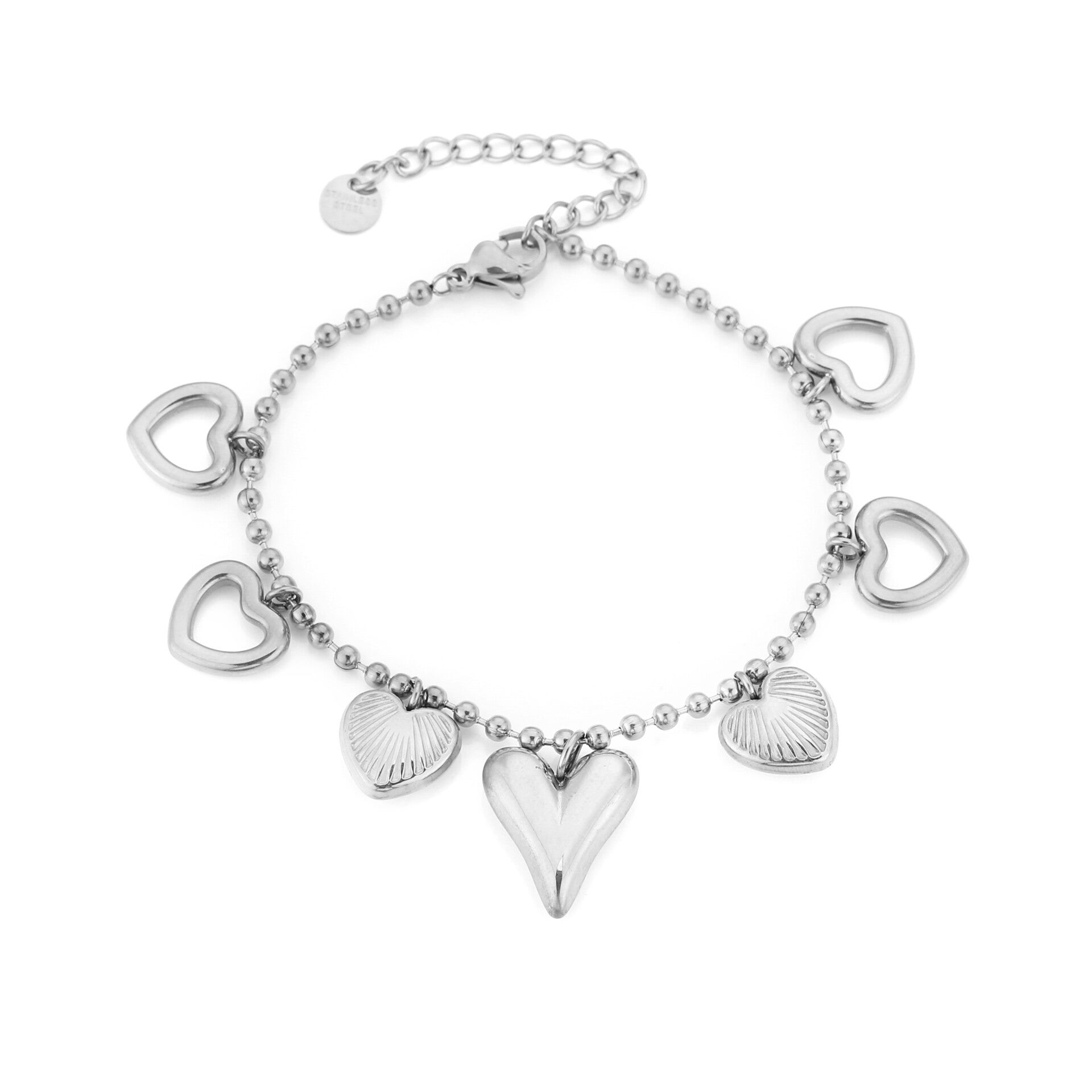 Hart bedel armband Zilver